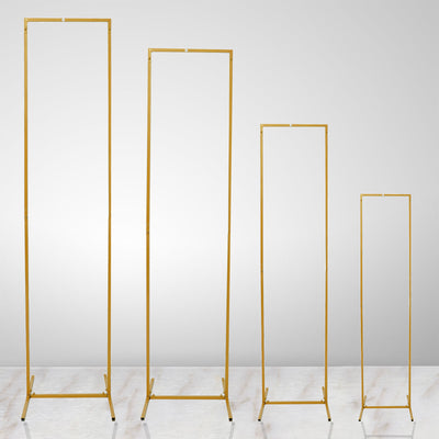 Set of 4 Gold Metal Frame Wedding Arch, Rectangular Backdrop Stand, Floral Display Frame 3.5ft, 4.5ft, 5.5ft, 6.5ft