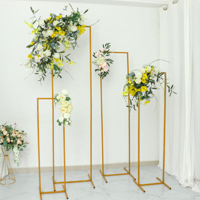 Set of 4 Gold Metal Frame Wedding Arch, Rectangular Backdrop Stand, Floral Display Frame 3.5ft, 4.5ft, 5.5ft, 6.5ft