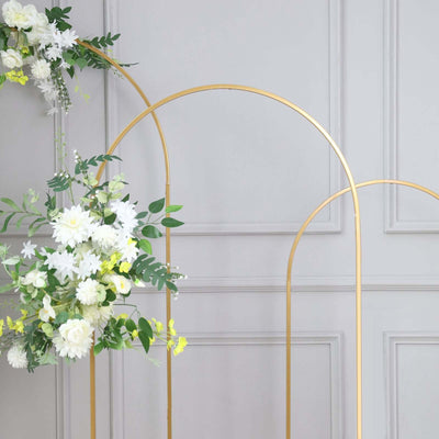 Gold Metal Wedding Arch Chiara Backdrop Stand Floral Display Frame With Round Top 6ft