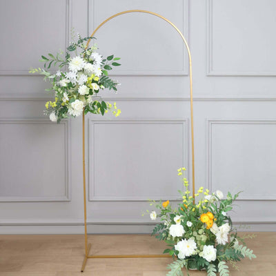 Gold Metal Wedding Arch Chiara Backdrop Stand Floral Display Frame With Round Top 6ft