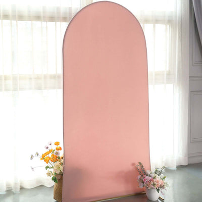 Matte Dusty Rose Spandex Fitted Wedding Arch Cover For Round Top Chiara Backdrop Stand 7ft
