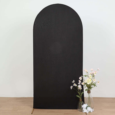 Matte Black Spandex Fitted Wedding Arch Cover For Round Top Chiara Backdrop Stand 7ft