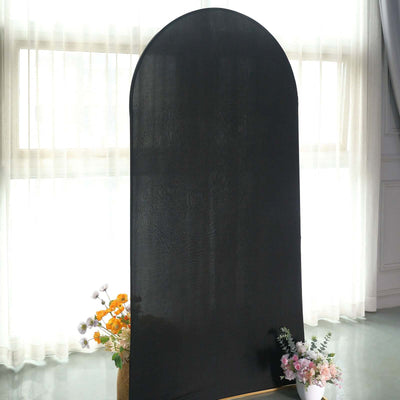 Matte Black Spandex Fitted Wedding Arch Cover For Round Top Chiara Backdrop Stand 7ft
