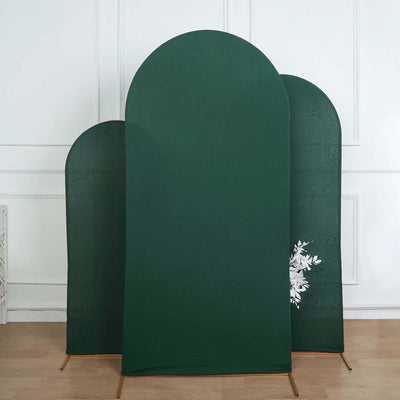 Matte Hunter Emerald Green Spandex Fitted Wedding Arch Cover For Round Top Chiara Backdrop Stand 7ft