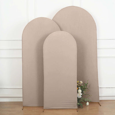Matte Nude Spandex Fitted Wedding Arch Cover For Round Top Chiara Backdrop Stand 7ft