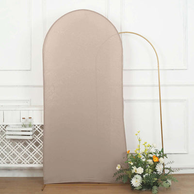 Matte Nude Spandex Fitted Wedding Arch Cover For Round Top Chiara Backdrop Stand 7ft