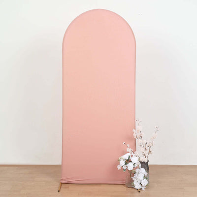 Matte Dusty Rose Spandex Fitted Wedding Arch Cover For Round Top Chiara Backdrop Stand 6ft