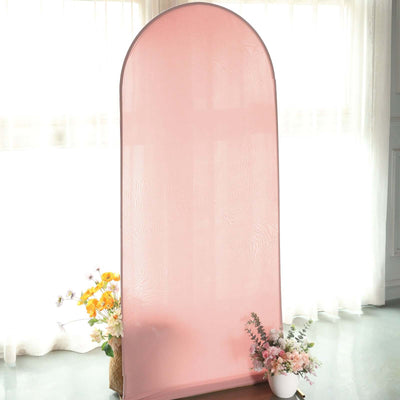Matte Dusty Rose Spandex Fitted Wedding Arch Cover For Round Top Chiara Backdrop Stand 6ft