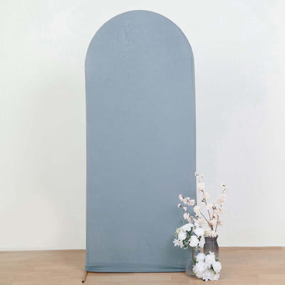 Matte Dusty Blue Spandex Fitted Wedding Arch Cover For Round Top Chiara Backdrop Stand 6ft