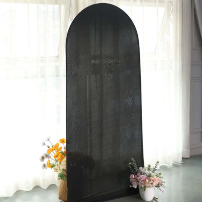 Matte Black Spandex Fitted Wedding Arch Cover For Round Top Chiara Backdrop Stand 6ft