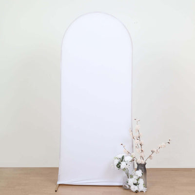 Matte White Spandex Fitted Wedding Arch Cover For Round Top Chiara Backdrop Stand 6ft