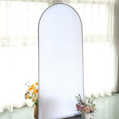 Matte White Spandex Fitted Wedding Arch Cover For Round Top Chiara Backdrop Stand 6ft