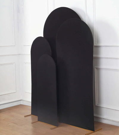 Set of 4 Matte Black Spandex Fitted Wedding Arch Covers For Round Top Chiara Backdrop Stands 4ft,5ft,6ft,7ft