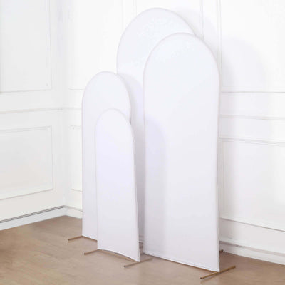 Set of 4 Matte White Spandex Fitted Wedding Arch Covers For Round Top Chiara Backdrop Stands 4ft,5ft,6ft,7ft