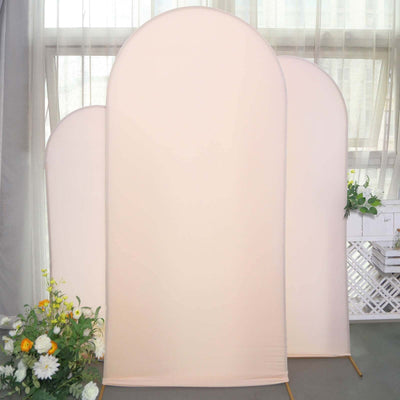 Set of 3 Matte Blush Spandex Fitted Wedding Arch Covers For Round Top Chiara Backdrop Stands 5ft, 6ft, 7ft