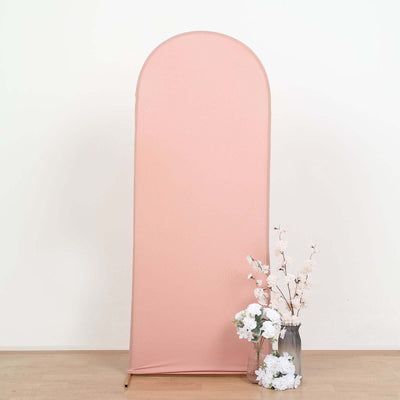Matte Dusty Rose Spandex Fitted Wedding Arch Cover For Round Top Chiara Backdrop Stand 5ft