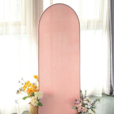 Matte Dusty Rose Spandex Fitted Wedding Arch Cover For Round Top Chiara Backdrop Stand 5ft