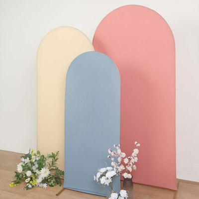 Matte Dusty Blue Spandex Fitted Wedding Arch Cover For Round Top Chiara Backdrop Stand 5ft