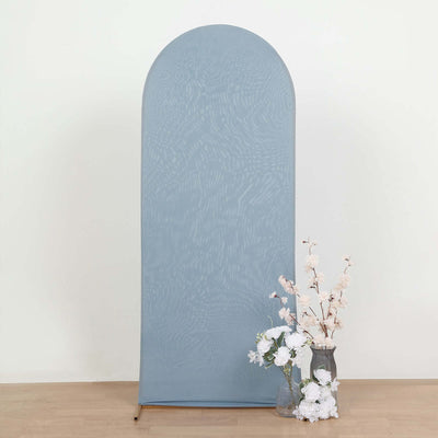 Matte Dusty Blue Spandex Fitted Wedding Arch Cover For Round Top Chiara Backdrop Stand 5ft