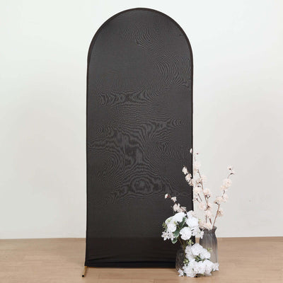 Matte Black Spandex Fitted Wedding Arch Cover For Round Top Chiara Backdrop Stand 5ft