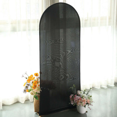 Matte Black Spandex Fitted Wedding Arch Cover For Round Top Chiara Backdrop Stand 5ft