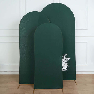 Matte Hunter Emerald Green Spandex Fitted Wedding Arch Cover For Round Top Chiara Backdrop Stand 5ft