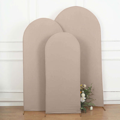 Matte Nude Spandex Fitted Wedding Arch Cover For Round Top Chiara Backdrop Stand 5ft