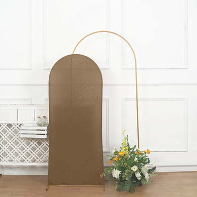 Matte Taupe Spandex Fitted Wedding Arch Cover For Round Top Chiara Backdrop Stand 5ft