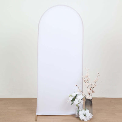 Matte White Spandex Fitted Wedding Arch Cover For Round Top Chiara Backdrop Stand 5ft