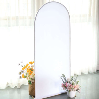 Matte White Spandex Fitted Wedding Arch Cover For Round Top Chiara Backdrop Stand 5ft