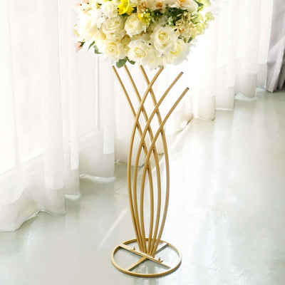 Gold Metal Flower Frame Table Centerpiece 2ft Mermaid Tail Design - Wedding Floral Display Stand