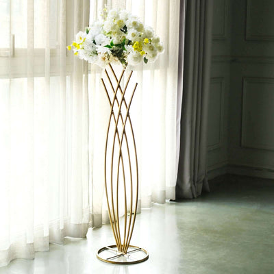 Gold Metal Mermaid Tail Flower Frame Table Centerpiece, Wedding Floral Display Stand 4ft Tall