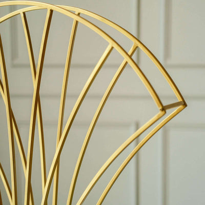 Gold Metal Flower Frame Table Centerpiece 32" Scalloped Fan Shape Design - Wedding Floral Display Stand