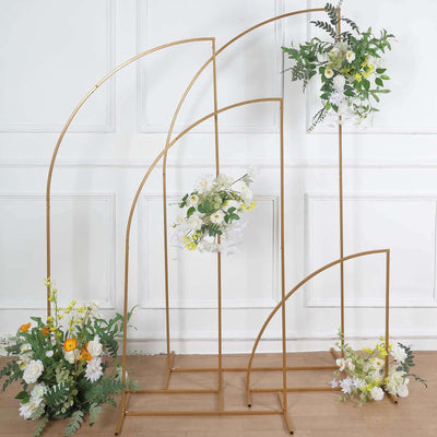 Set of 4 Gold Metal Wedding Arch Chiara Backdrop Stand, Half Moon Floral Frame Arbor Display 2.5ft,5ft,6ft,7ft