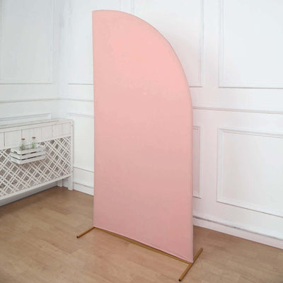 Matte Dusty Rose Fitted Spandex Half Moon Wedding Arch Cover, Custom Fit Chiara Backdrop Stand Cover 7ft