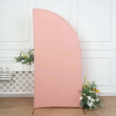Matte Dusty Rose Fitted Spandex Half Moon Wedding Arch Cover, Custom Fit Chiara Backdrop Stand Cover 7ft