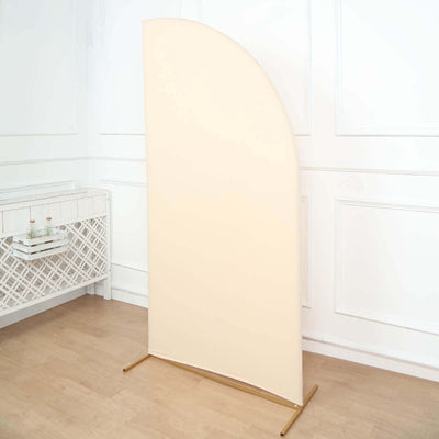 Matte Beige Fitted Spandex Half Moon Wedding Arch Cover, Custom Fit Chiara Backdrop Stand Cover 7ft