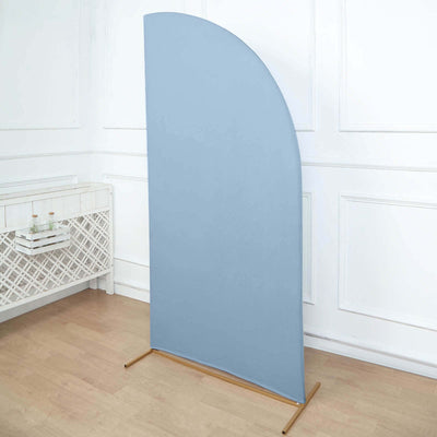 Matte Dusty Blue Fitted Spandex Half Moon Wedding Arch Cover, Custom Fit Chiara Backdrop Stand Cover 7ft