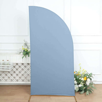 Matte Dusty Blue Fitted Spandex Half Moon Wedding Arch Cover, Custom Fit Chiara Backdrop Stand Cover 7ft