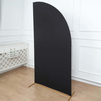Matte Black Fitted Spandex Half Moon Wedding Arch Cover, Custom Fit Chiara Backdrop Stand Cover 7ft