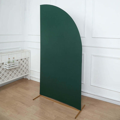 Matte Hunter Emerald Green Fitted Spandex Half Moon Wedding Arch Cover, Custom Fit Chiara Backdrop Stand Cover 7ft