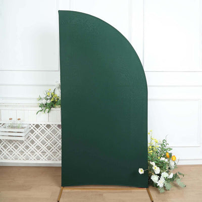 Matte Hunter Emerald Green Fitted Spandex Half Moon Wedding Arch Cover, Custom Fit Chiara Backdrop Stand Cover 7ft