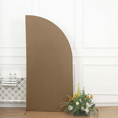 Matte Taupe Fitted Spandex Half Moon Wedding Arch Cover, Custom Fit Chiara Backdrop Stand Cover 7ft
