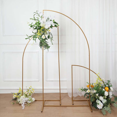 Gold Metal Wedding Arch Chiara Backdrop Stand, Half Moon Floral Frame Arbor Display 5ft