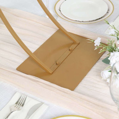 Metal Floral Arch Frame 38" Gold Curvy Design - Wedding Table Centerpiece or Aisle Prop