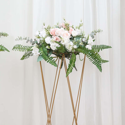 2-Pack Metal Pedestal Stands 32" Gold Geometric Crisscross Design - Open Column Wedding Centerpieces