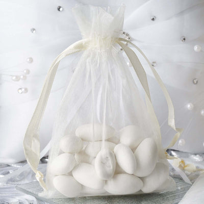 10 Pack Ivory Organza Drawstring Wedding Party Favor Gift Bags 4"x6"
