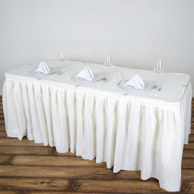 Polyester Table Skirt 14ft Ivory - Stylish Pleated Table Cover