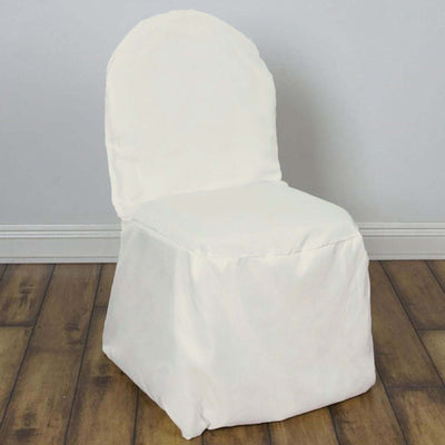 Polyester Banquet Chair Cover Ivory - Reusable Stain-Resistant Slipcover