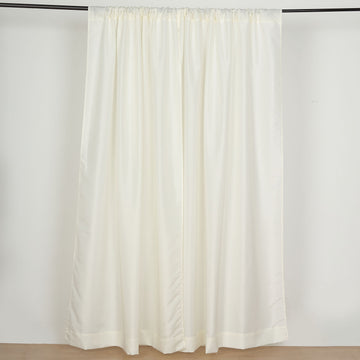 2 Pack Ivory Polyester Backdrop Drape Curtains With Rod Pockets, Event Divider Panels 130GSM - 10ftx8ft